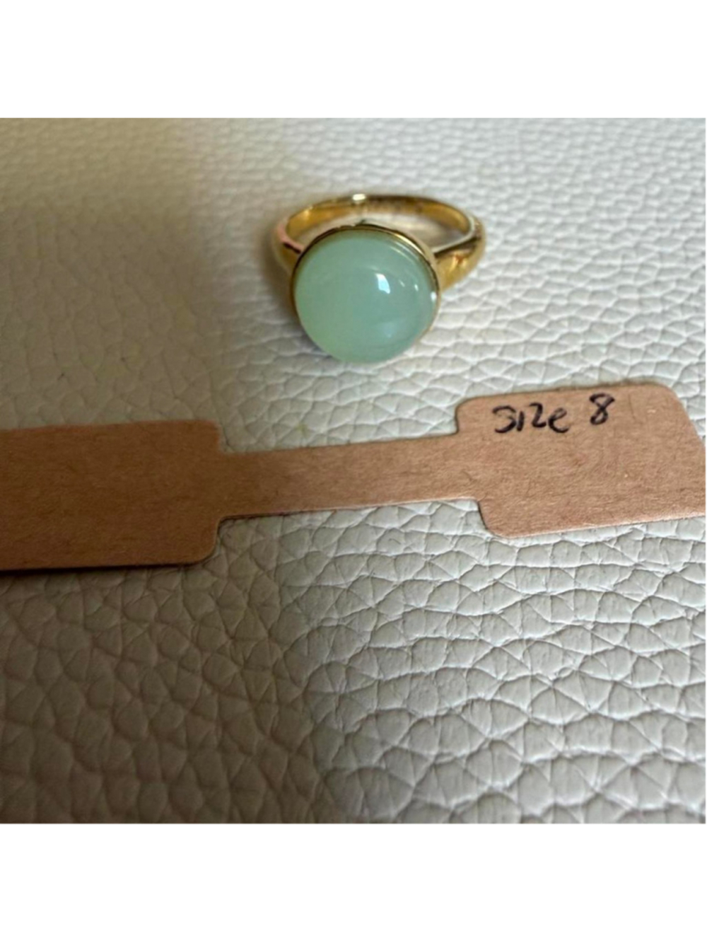 #jcrew Green stonering with gold band, size 8 #jade #gold